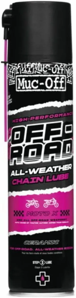 Muc-Off Off-Road Motorcycle Chain Lube, 13.5 fl oz - Motorcycle Chain Lubricant, Chain Wax for All Conditions - Chain Oil for Motocross, MX, Dirt Bike