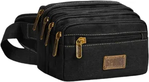 Multi-Layer Anti-Theft Fanny Packs For Women & Men Waist Pack Hip Bum Bag with Multi-Pockets Large Capacity Casual Waterproof Bum Bag forTraveling Casual Cycling Running Hiking (Black)
