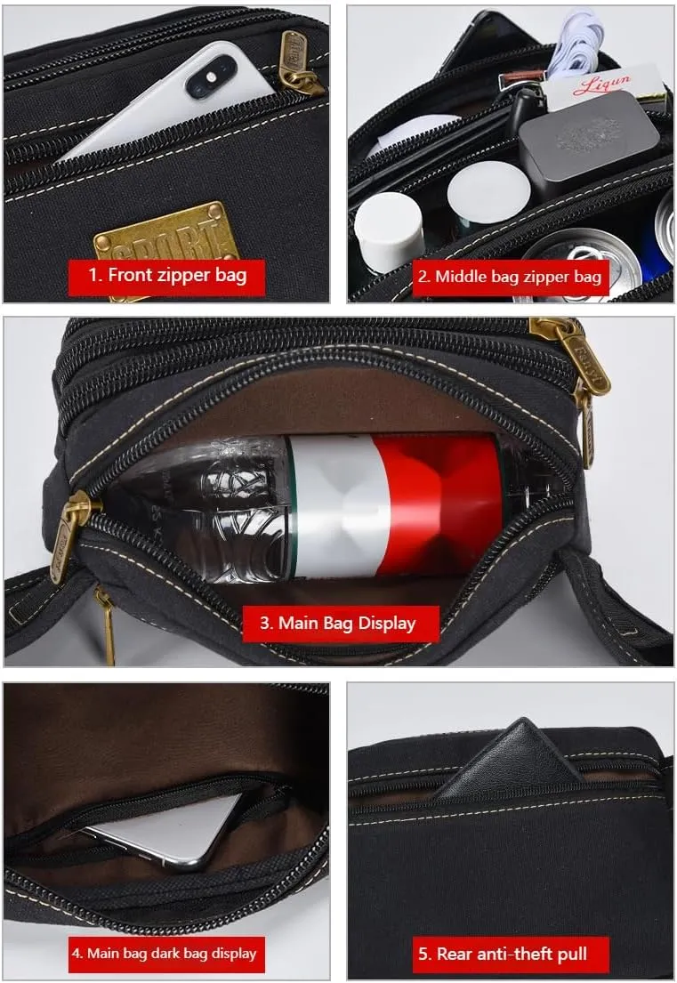 Multi-Layer Anti-Theft Fanny Packs For Women & Men Waist Pack Hip Bum Bag with Multi-Pockets Large Capacity Casual Waterproof Bum Bag forTraveling Casual Cycling Running Hiking (Black)