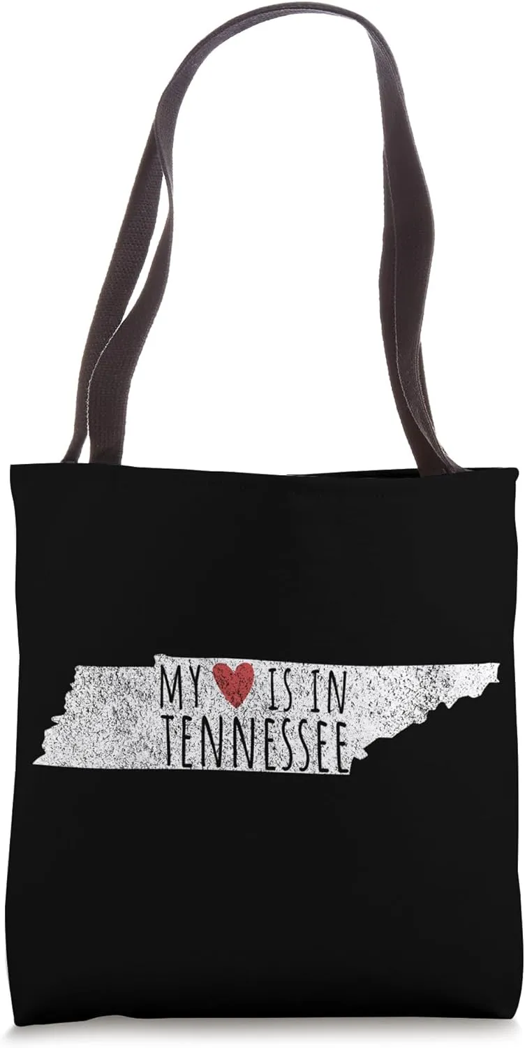 My Heart Is In Tennessee Funny Tennessee Roots Tote Bag