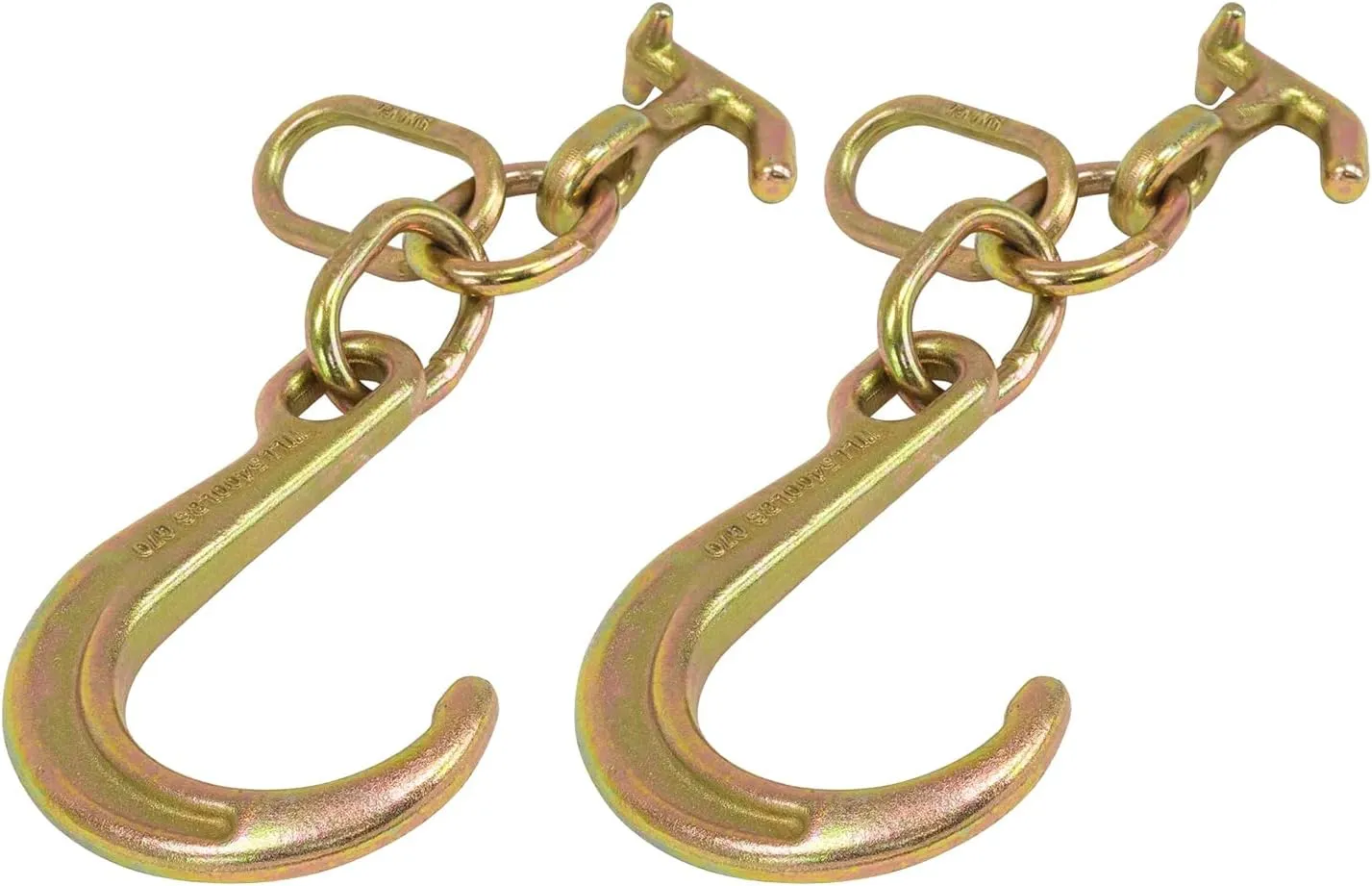 Mytee Products (2 Pack) 8" G70 J Hook w/T-J Hooks and Enlarged Link, 5,400 lbs WLL, G70