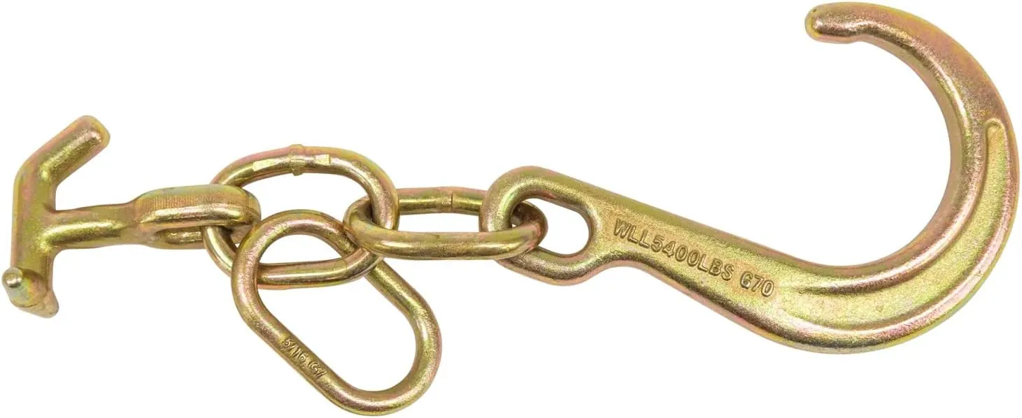 Mytee Products (2 Pack) 8" G70 J Hook w/T-J Hooks and Enlarged Link, 5,400 lbs WLL, G70