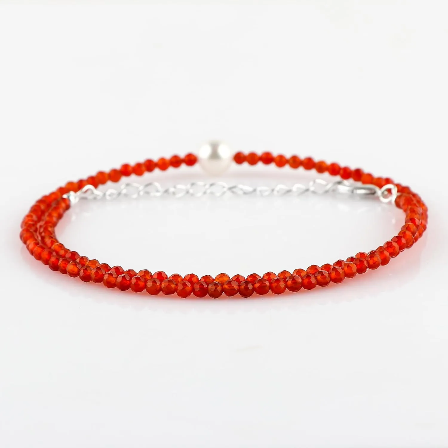 Natural Carnelian Gemstones Beads Choker Necklace with Cultured Pearl, Handmade, Beaded Necklace, Women Jewelry, Real Stones & Crystals, Silver Plated, Adjustable Chain 18"