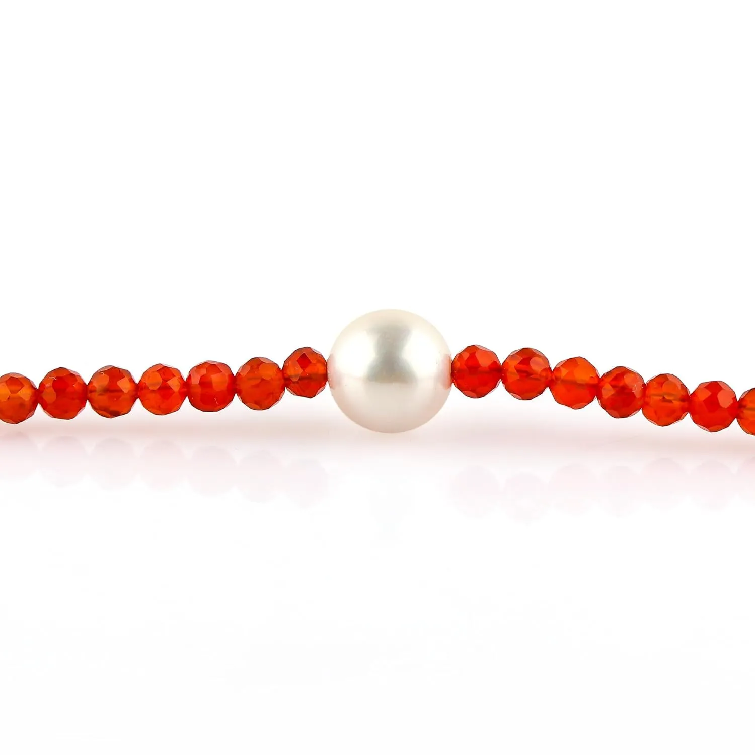 Natural Carnelian Gemstones Beads Choker Necklace with Cultured Pearl, Handmade, Beaded Necklace, Women Jewelry, Real Stones & Crystals, Silver Plated, Adjustable Chain 18"