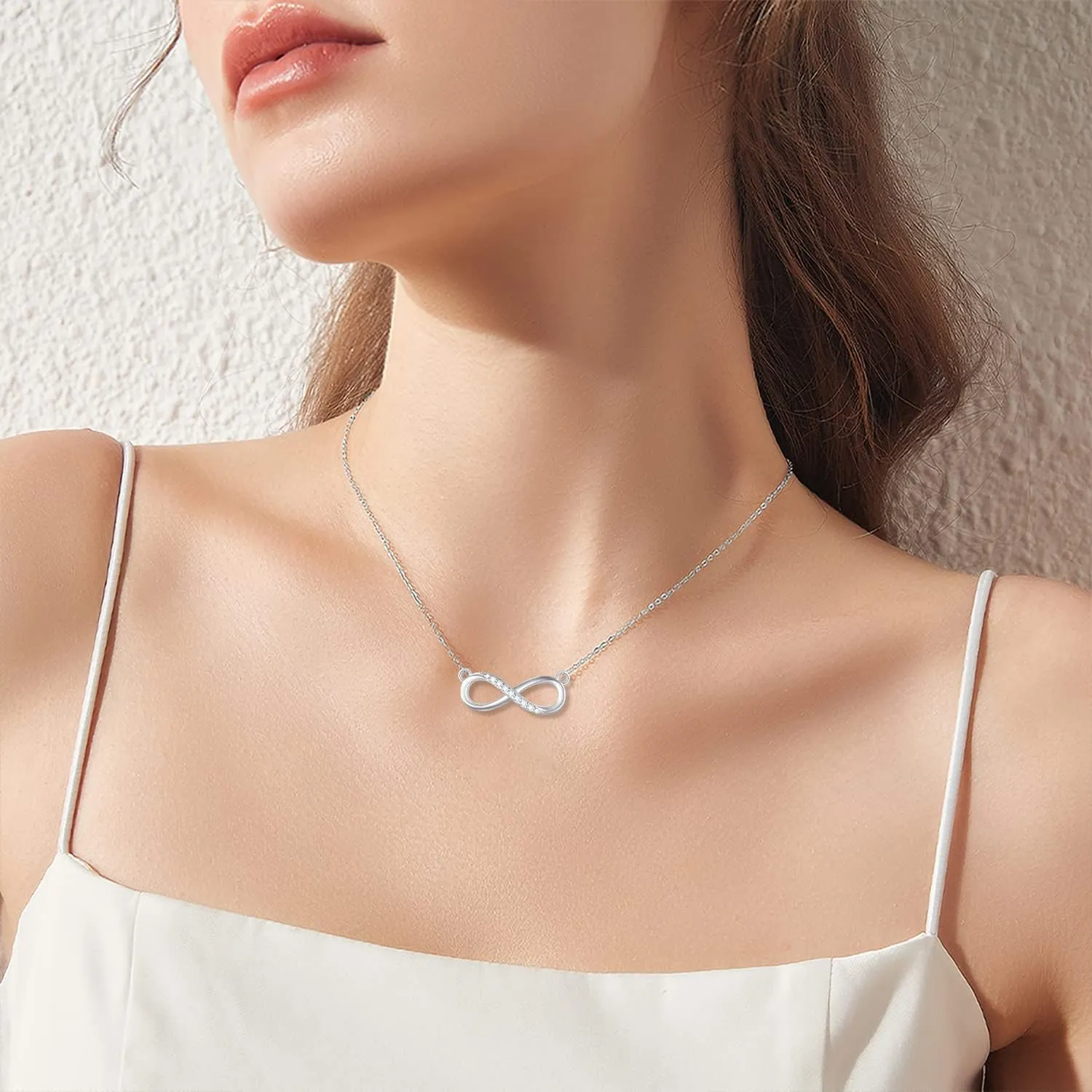 Natural Diamond Necklace, Sterling Silver Diamond Heart/Infinity Pendant Necklace Diamond Fine Jewelry for Her, Mom, Wife, 18"-20"