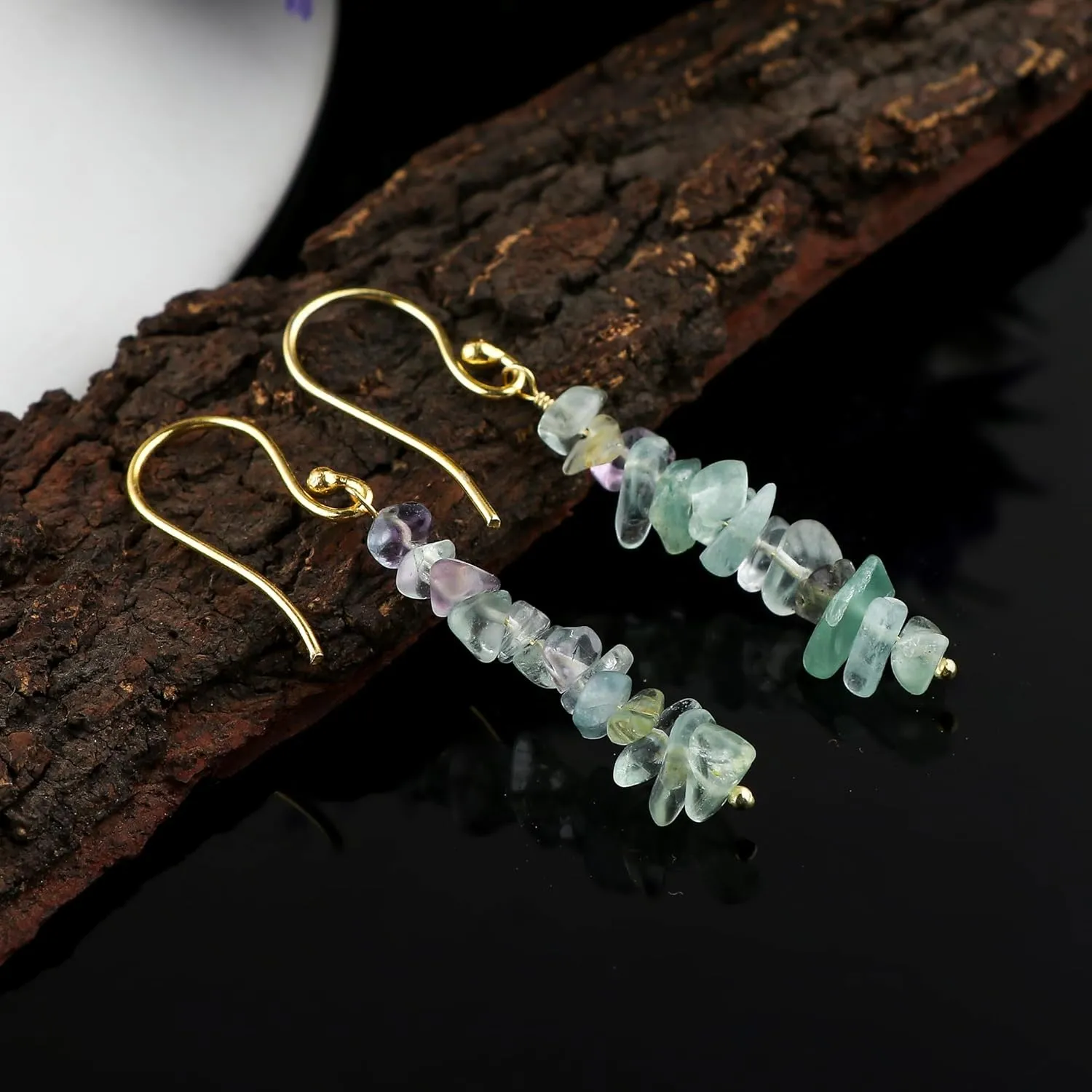Natural Raw Multi Fluorite Gemstone Nuggets Jewelry Set, Cultured Pearl Beads, Handmade Bracelet Necklace Earrings, Gold Plated Jewelry, High Grade Stones, Birthday Gift for Women