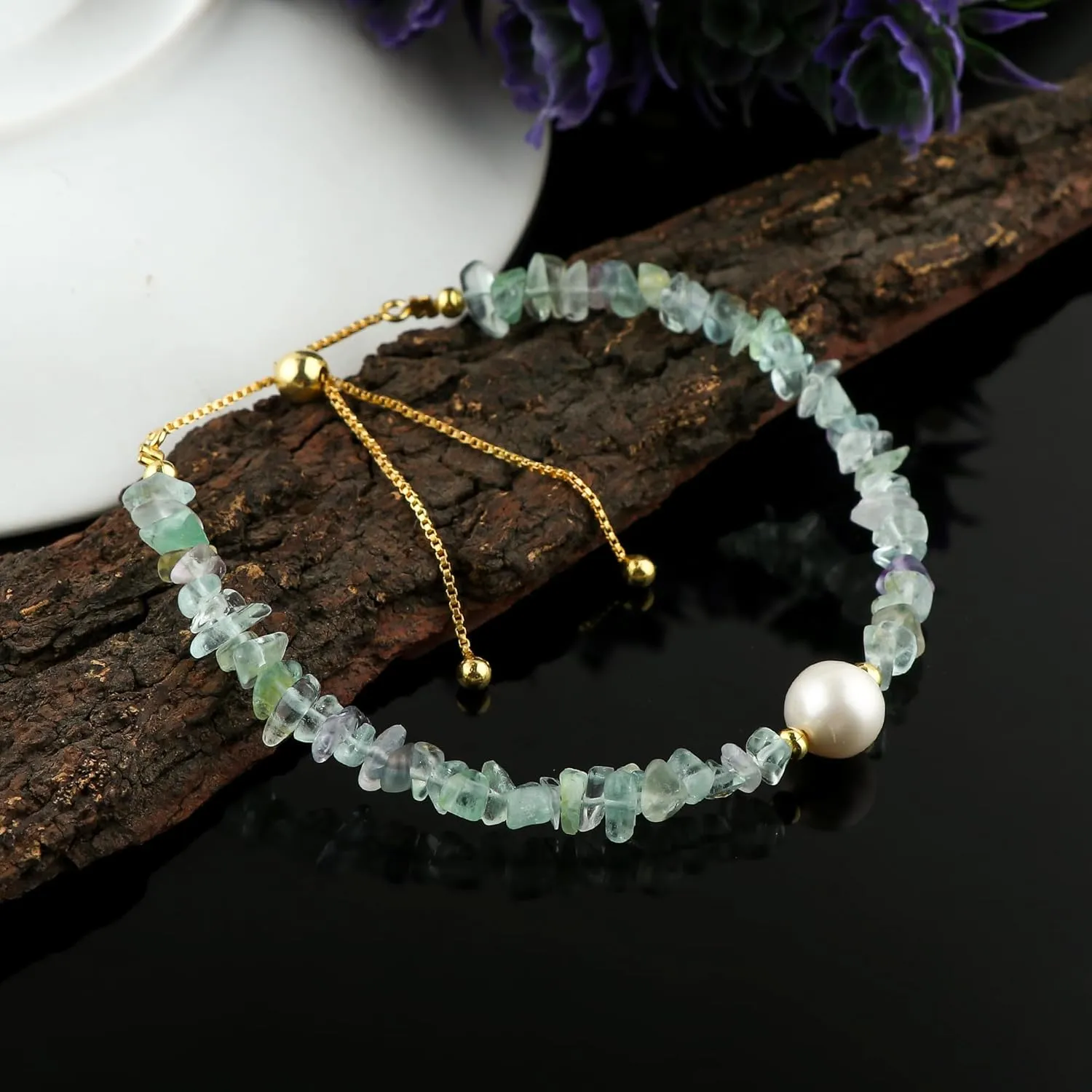 Natural Raw Multi Fluorite Gemstone Nuggets Jewelry Set, Cultured Pearl Beads, Handmade Bracelet Necklace Earrings, Gold Plated Jewelry, High Grade Stones, Birthday Gift for Women