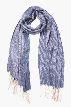 Navy Blue All Over Zebra Print Heavyweight Scarf
