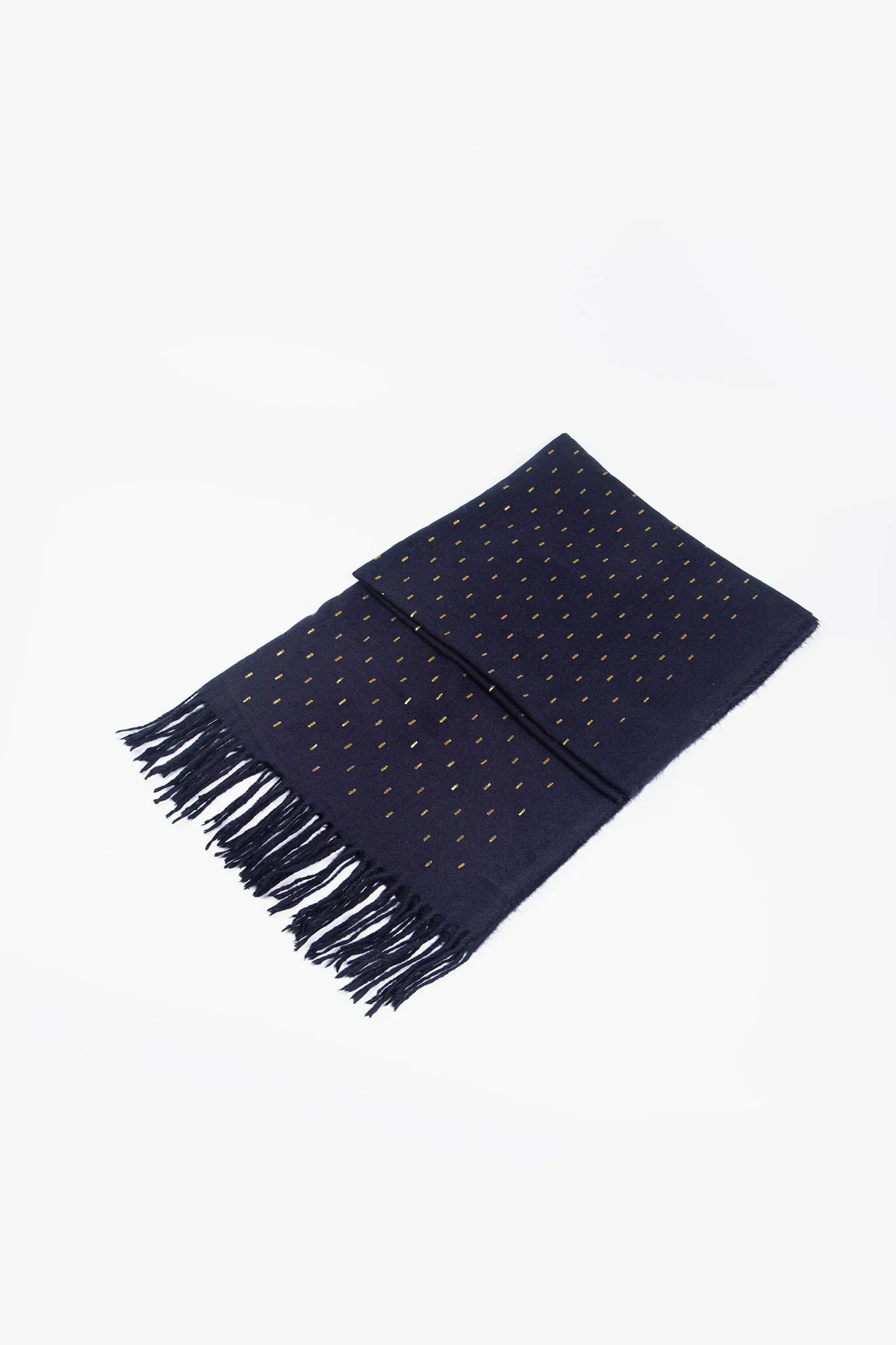 Navy Blue Heavyweight Scarf with Metallic Matchstick Detail
