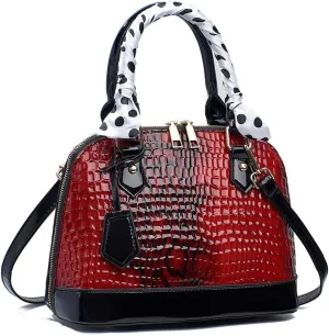 Nevenka Womens Patent Leather Handbag Purse Top-handle Shell Bags Crossbody Shoulder Bag With Adjustable Strap