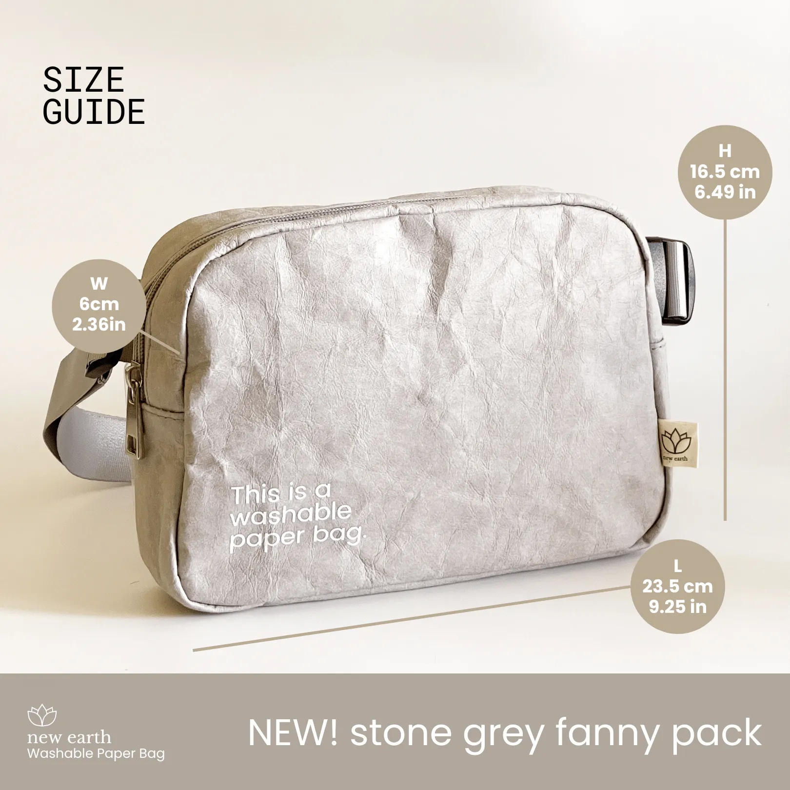 New Earth Fanny Pack Washable Paper Bag