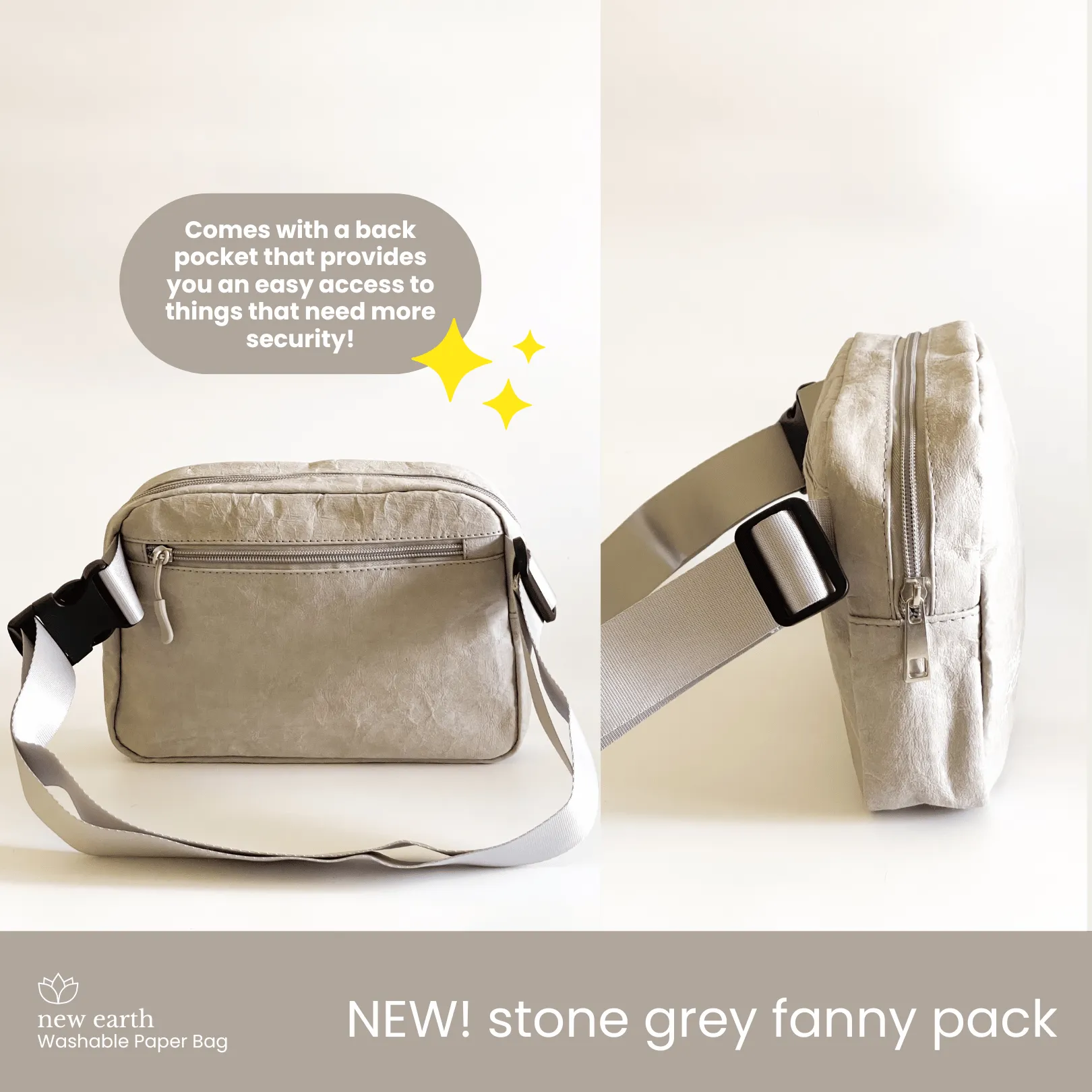 New Earth Fanny Pack Washable Paper Bag