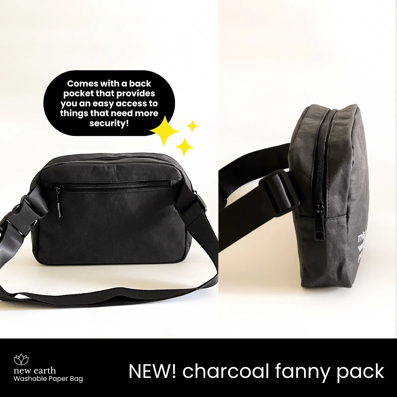 New Earth Fanny Pack Washable Paper Bag