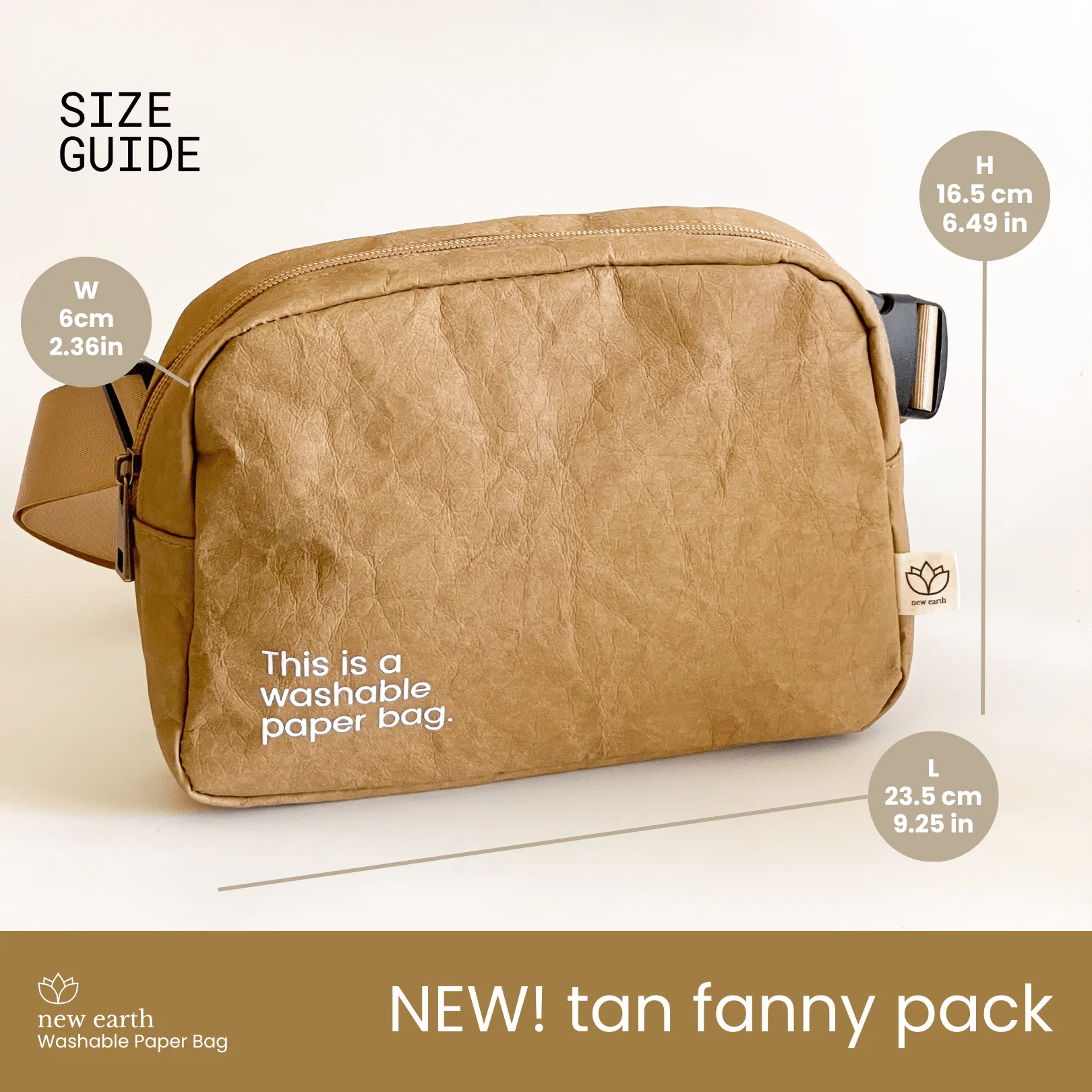 New Earth Fanny Pack Washable Paper Bag