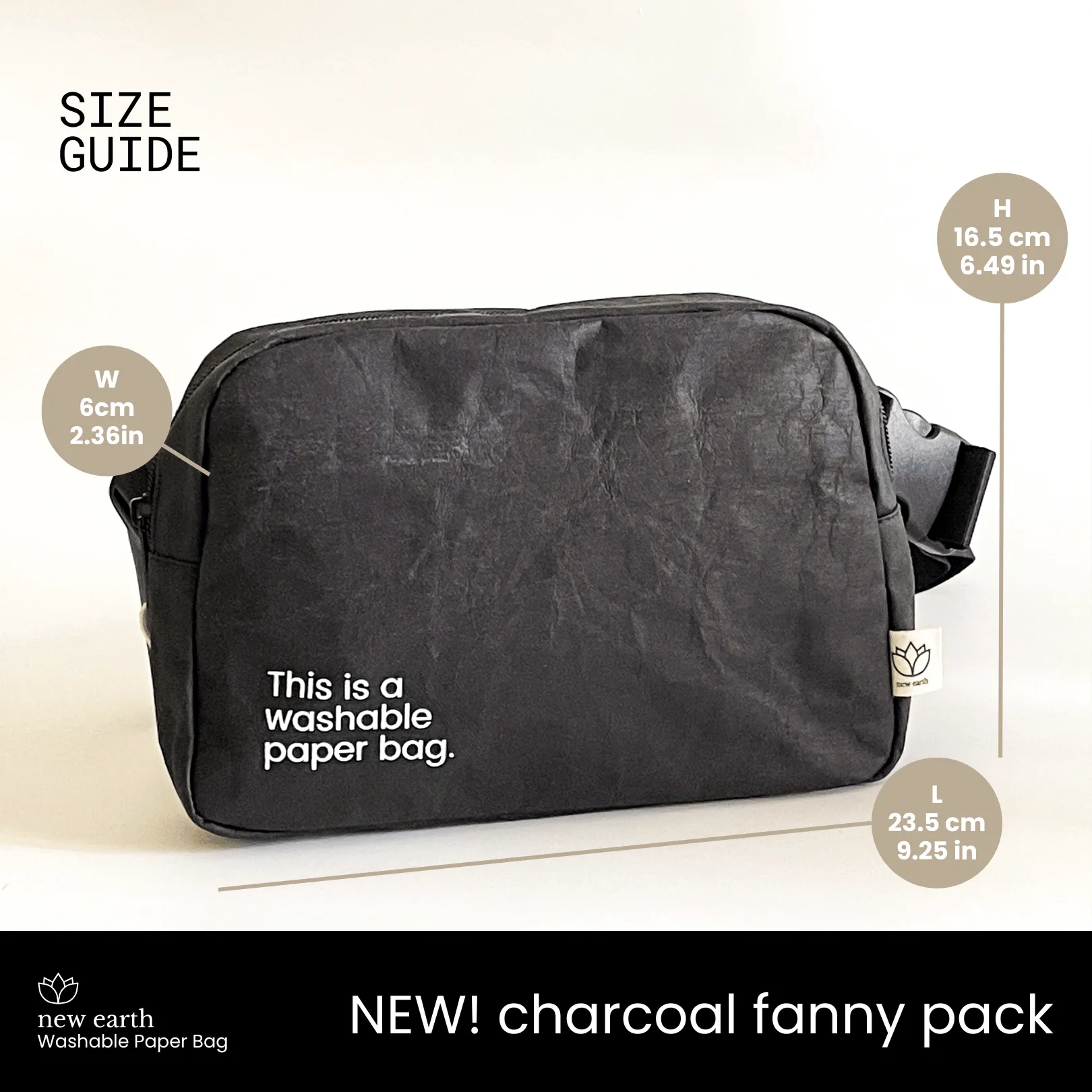 New Earth Fanny Pack Washable Paper Bag
