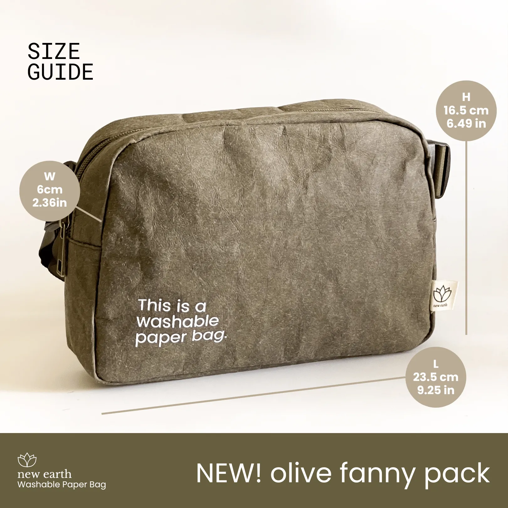 New Earth Fanny Pack Washable Paper Bag