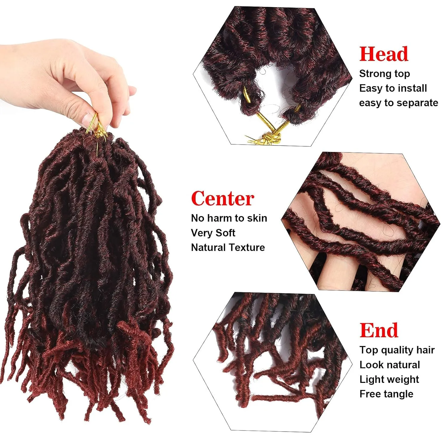 New Faux Locs 8 Inch 6 Packs Natural New Soft Locs Crochet Hair Pre-Looped Short Styles Hair Extensions For Women TBUG#