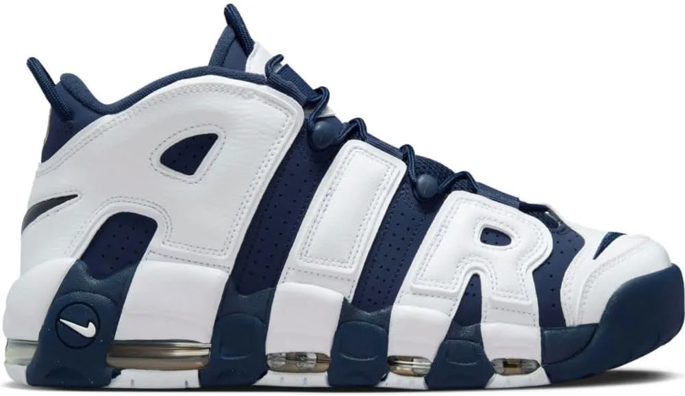 Nike Air More Uptempo Men's Shoes, White/Midnight Navy/Metallic Gold/University Red, Size 10