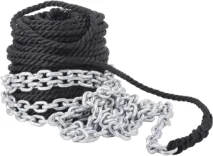 NovelBee 1/2 Inch X 200 Feet 3 Strand Twisted Nylon Rope with 1/4 Inch x 15 Feet Galvanized Chain for Boat Dock Line