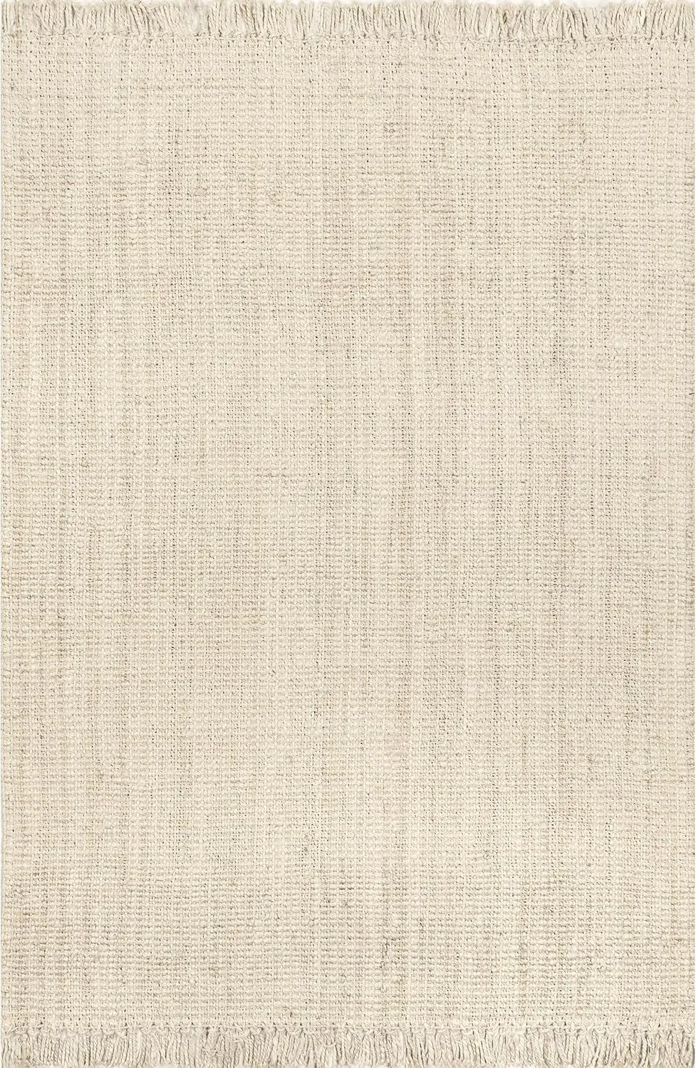 nuLOOM 8x11 Daniela Jute Tassel Hand Woven Area Rug, Off White, Solid Chunky Farmhouse Design, Natural Fiber, For Bedroom, Dining Room, Living Room, Hallway, Office, Entryway