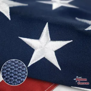 Nylon Canvas American Flag 4x6 FT Luxury TearProof Series for Outside, Sturdy USA Flag 4x6 FT Longest Lasting, Fade High Wind Heavy Duty US Flag with Embroidered Stars, Brass Grommets