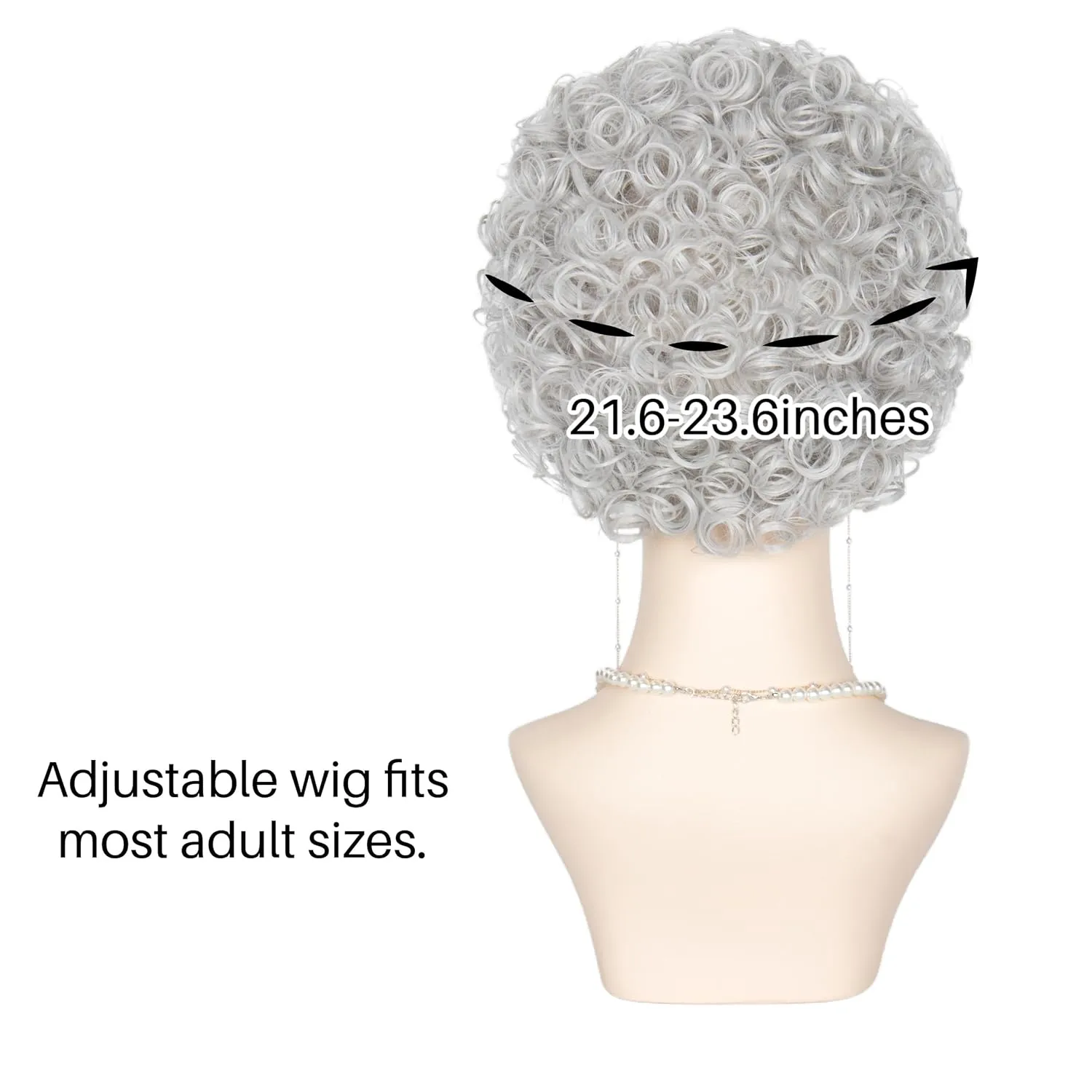 Old Lady Grandma Women Short Curly Wig Granny Cosplay Costume 100th Day of School Party Halloween Hair (Silver Grey)