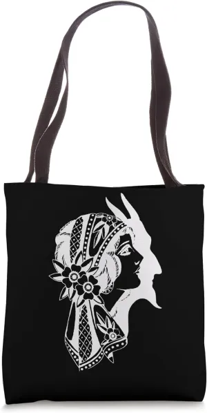 Old School retro Gypsy Devil Flash Tattoo Vintage art Dark Tote Bag
