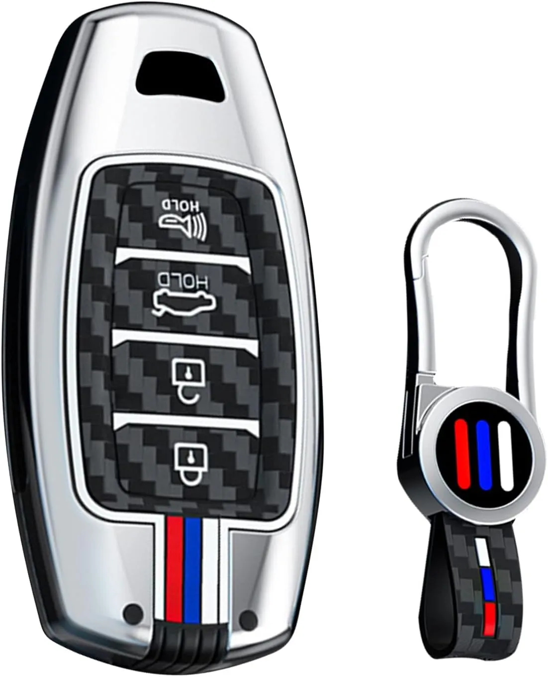 ontto Smart Remote Key Fob Cover Fit for Hyundai 4-Button Key Fob for 2018-up i30 ix25 Ix35 Veloster Grandeur Ig TM Accent Santa Fe Palisade,Luminous Car Key Shell Antiscratched Key Skin,Silver