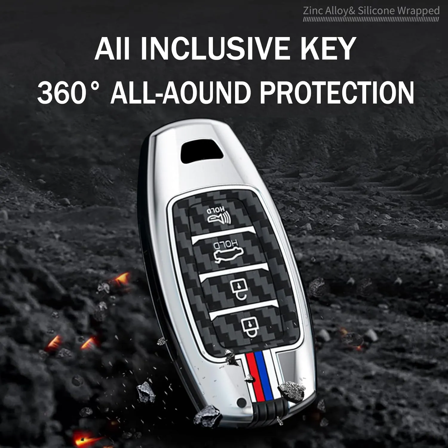 ontto Smart Remote Key Fob Cover Fit for Hyundai 4-Button Key Fob for 2018-up i30 ix25 Ix35 Veloster Grandeur Ig TM Accent Santa Fe Palisade,Luminous Car Key Shell Antiscratched Key Skin,Silver