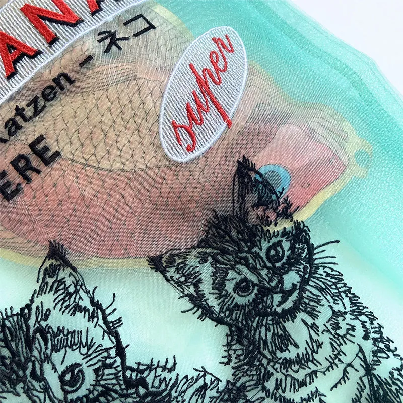 Organza Embroidery Cat Bag