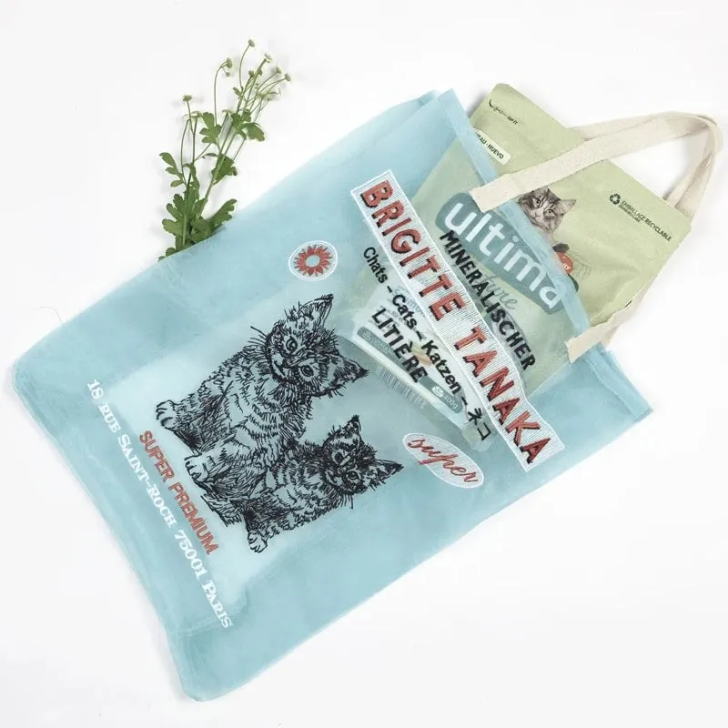 Organza Embroidery Cat Bag