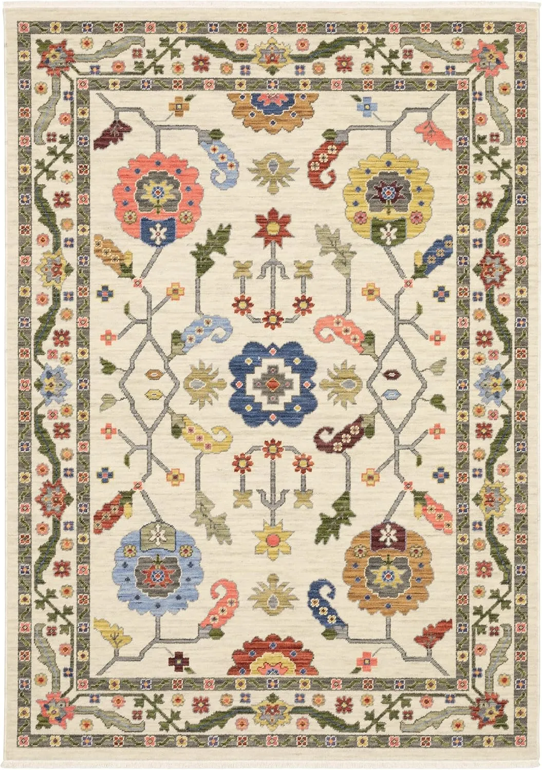 Oriental Weavers Lucca Wool Blend Area Rug - 5506W - 2' x 3' - in Ivory/Multi - Vintage Inspired, Wool Blend, Entryway, Bathroom Accent Rug