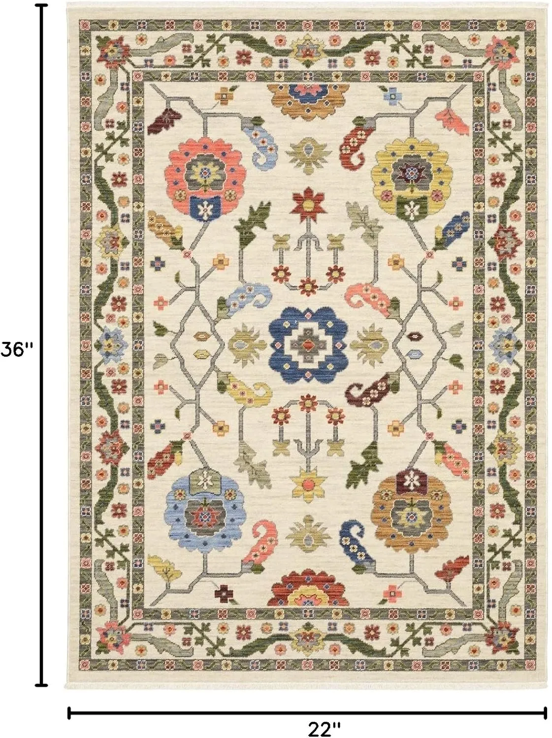 Oriental Weavers Lucca Wool Blend Area Rug - 5506W - 2' x 3' - in Ivory/Multi - Vintage Inspired, Wool Blend, Entryway, Bathroom Accent Rug