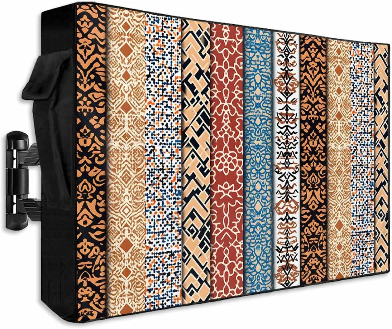 Outdoor TV Cover for 52-55 Inch Flat Screen,Bohemian Retro Ethnic Pattern Waterproof Weatherproof Television Enclosure with Zipper & Pocket Abstract Tribal Floral Texture TV Display Protectors