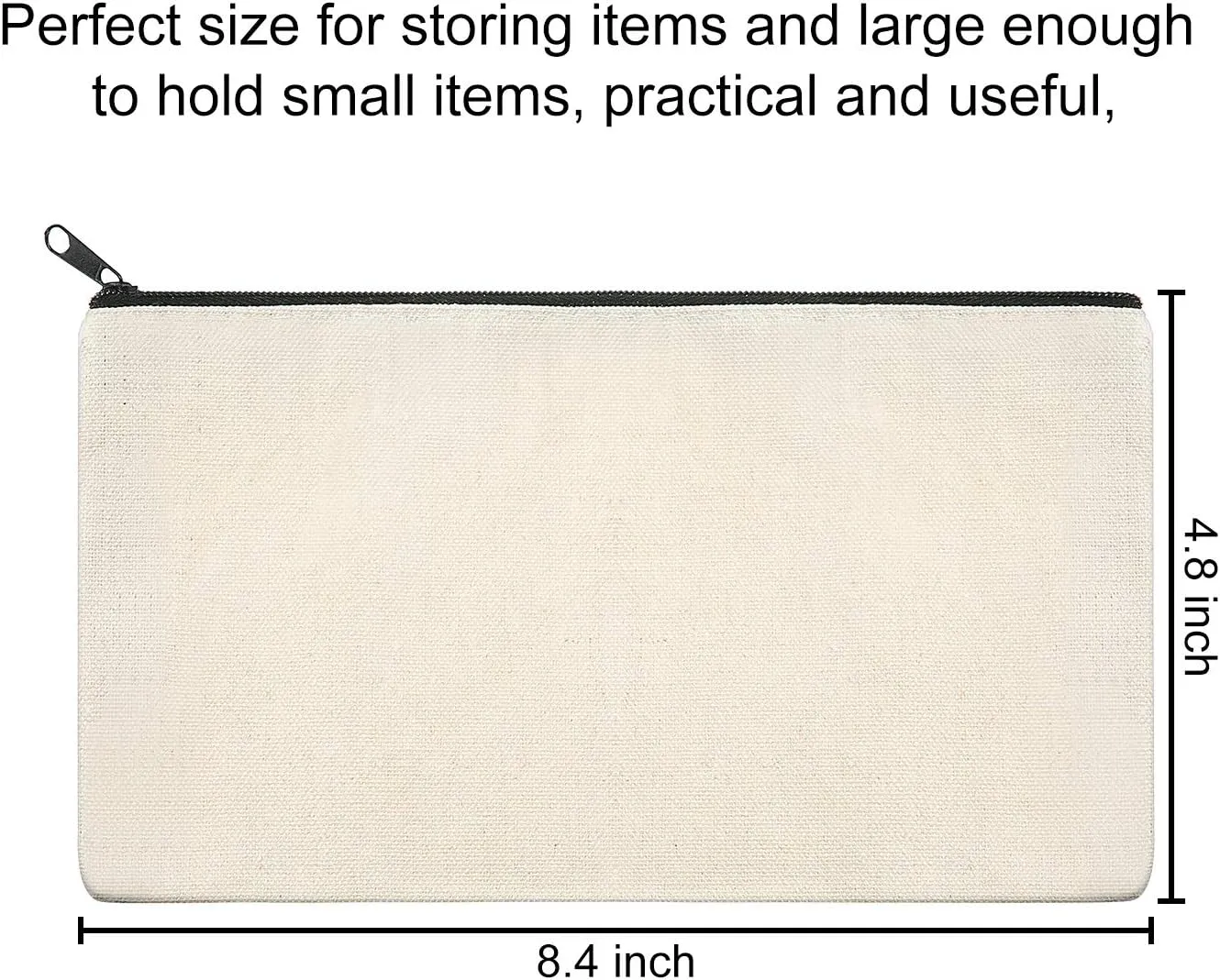 Outus Multipurpose Canvas Pouches (40 Pieces) - White, Casual, Unisex, Zipper Closure, DIY Craft, Cosmetic & Pencil Case
