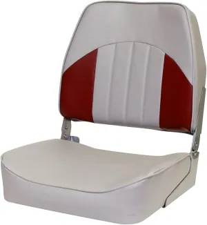 Overton's Economy Low-Back Fishing Seat – Embossed Center Panel, Injection-Molded Frame, UV-Protected Marine Vinyl, 200 lb Capacity