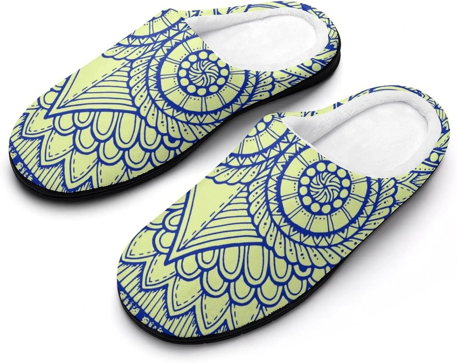 Owl Ethnic Pattern Womens Cotton Slippers Anti-slip Rubber Sole Winter Warm House Shoes For Daily Wear