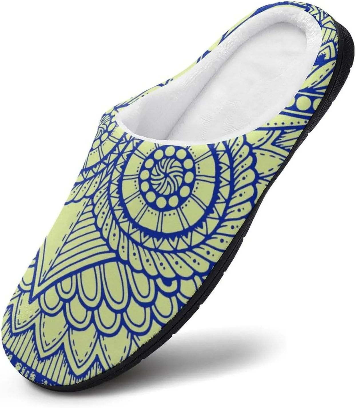 Owl Ethnic Pattern Womens Cotton Slippers Anti-slip Rubber Sole Winter Warm House Shoes For Daily Wear