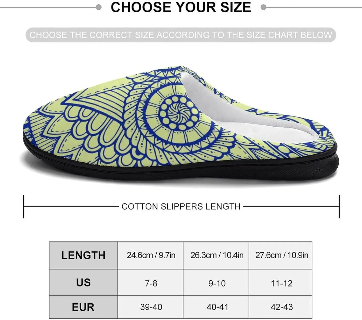 Owl Ethnic Pattern Womens Cotton Slippers Anti-slip Rubber Sole Winter Warm House Shoes For Daily Wear
