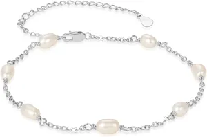 Palpitate Sterling Silver Pearl Anklet for Women - Ankle Bracelet Foot Chain Jewelry