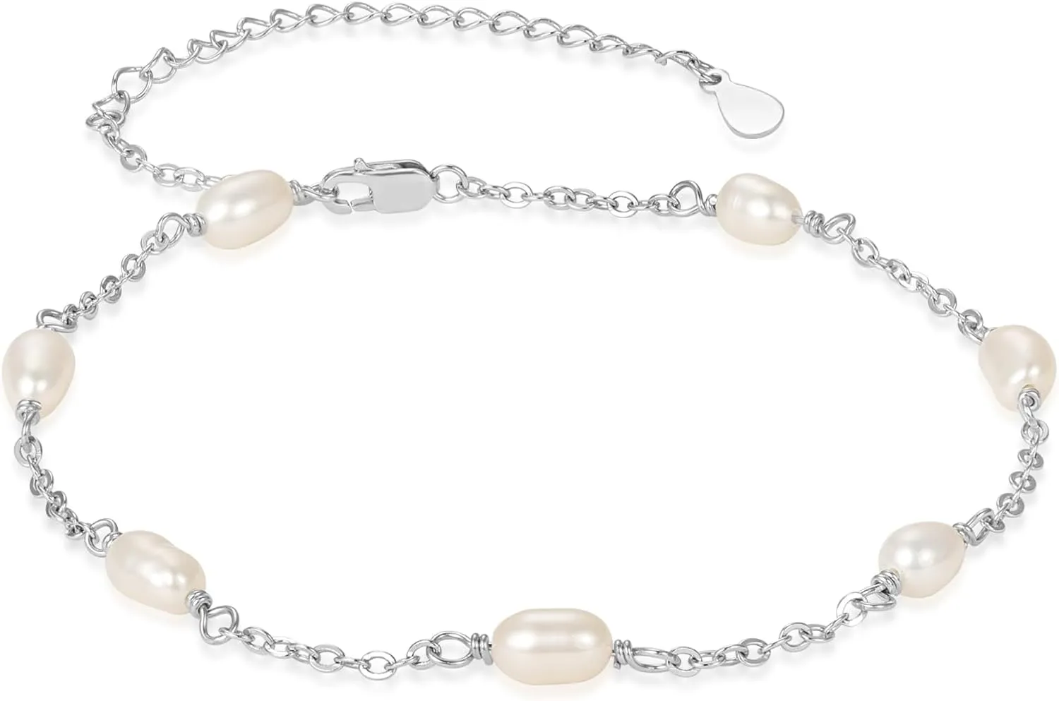 Palpitate Sterling Silver Pearl Anklet for Women - Ankle Bracelet Foot Chain Jewelry