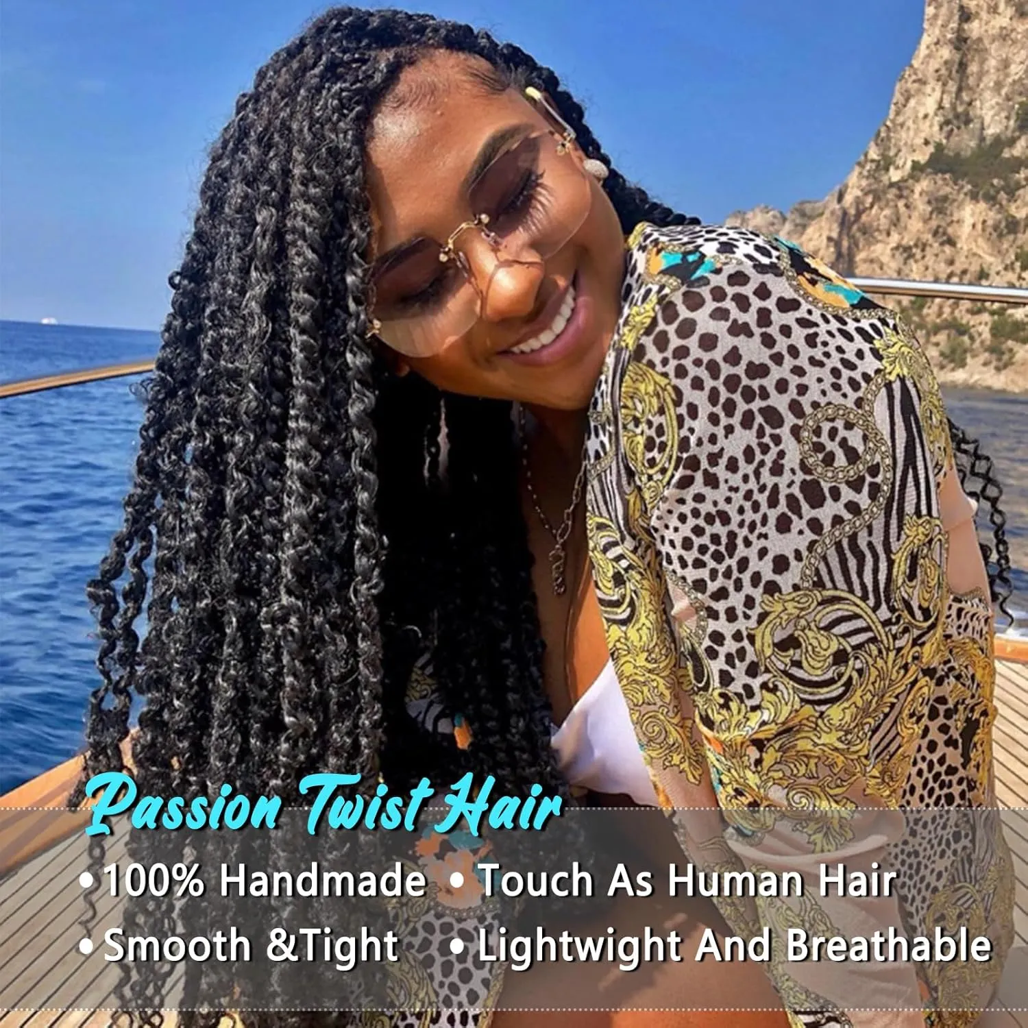 Passion Twist Hair - 8 Packs 18 Inch Passion Twist Crochet Hair For Women Water Wave Crochet Braiding Hair Extensions(18inch (pack of 8), 1B)