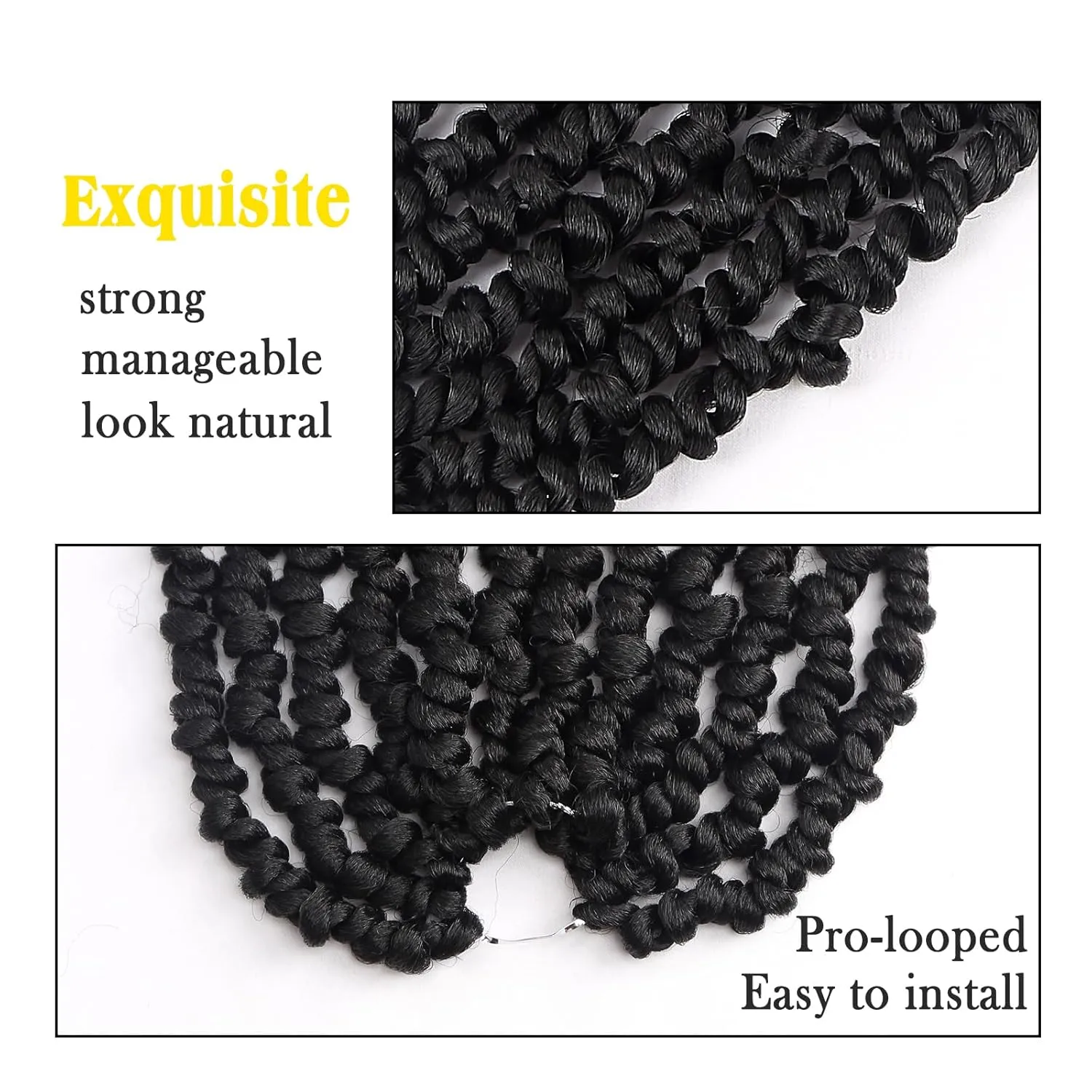 Passion Twist Hair - 8 Packs 18 Inch Passion Twist Crochet Hair For Women Water Wave Crochet Braiding Hair Extensions(18inch (pack of 8), 1B)