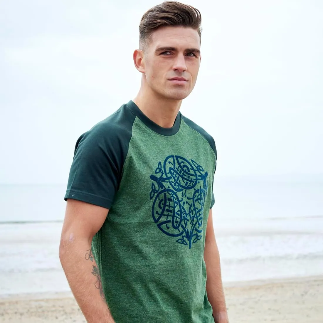 Patrick Francis T-Shirt Men Ireland Celtic Design 100% Cotton Short Sleeve Moss Green