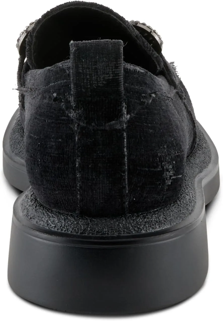 PATRIZIA Women's Marlen Velvet Loafers with Metal Ornamentation, Crystal Details, and Comfortable Fit