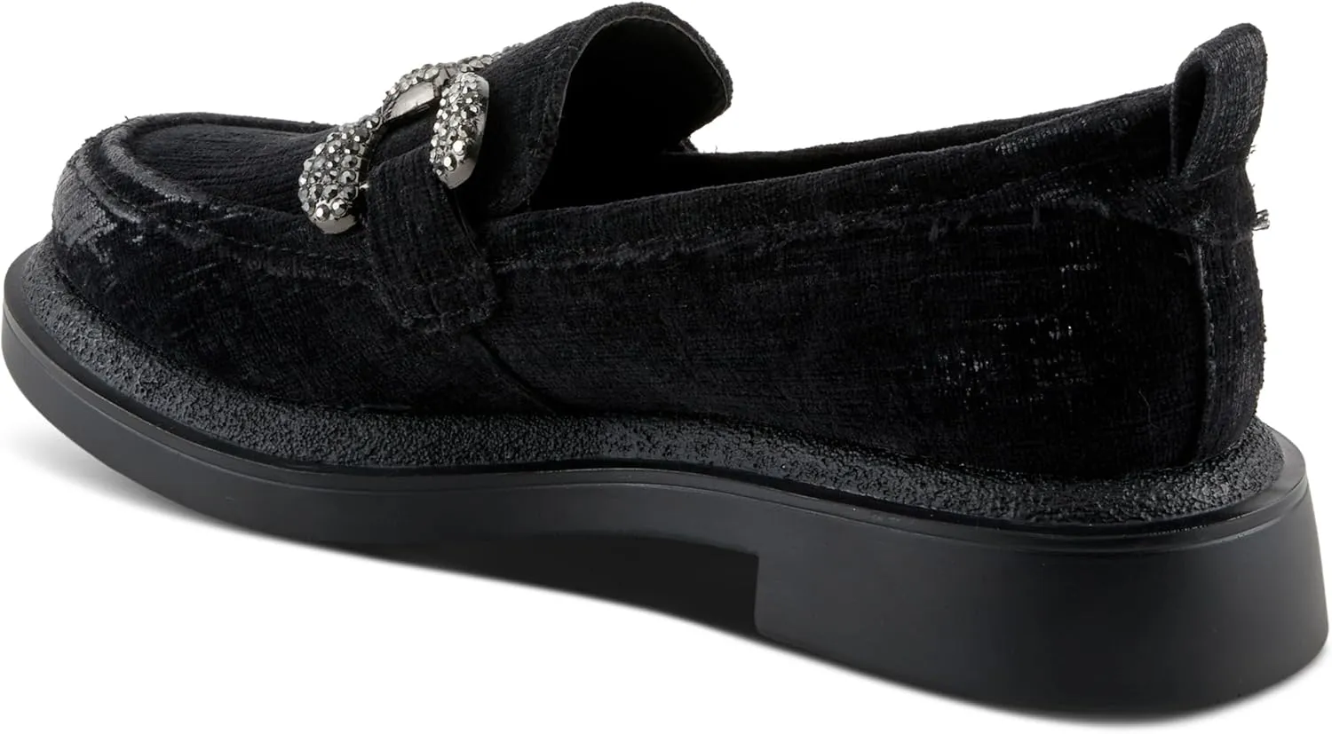 PATRIZIA Women's Marlen Velvet Loafers with Metal Ornamentation, Crystal Details, and Comfortable Fit