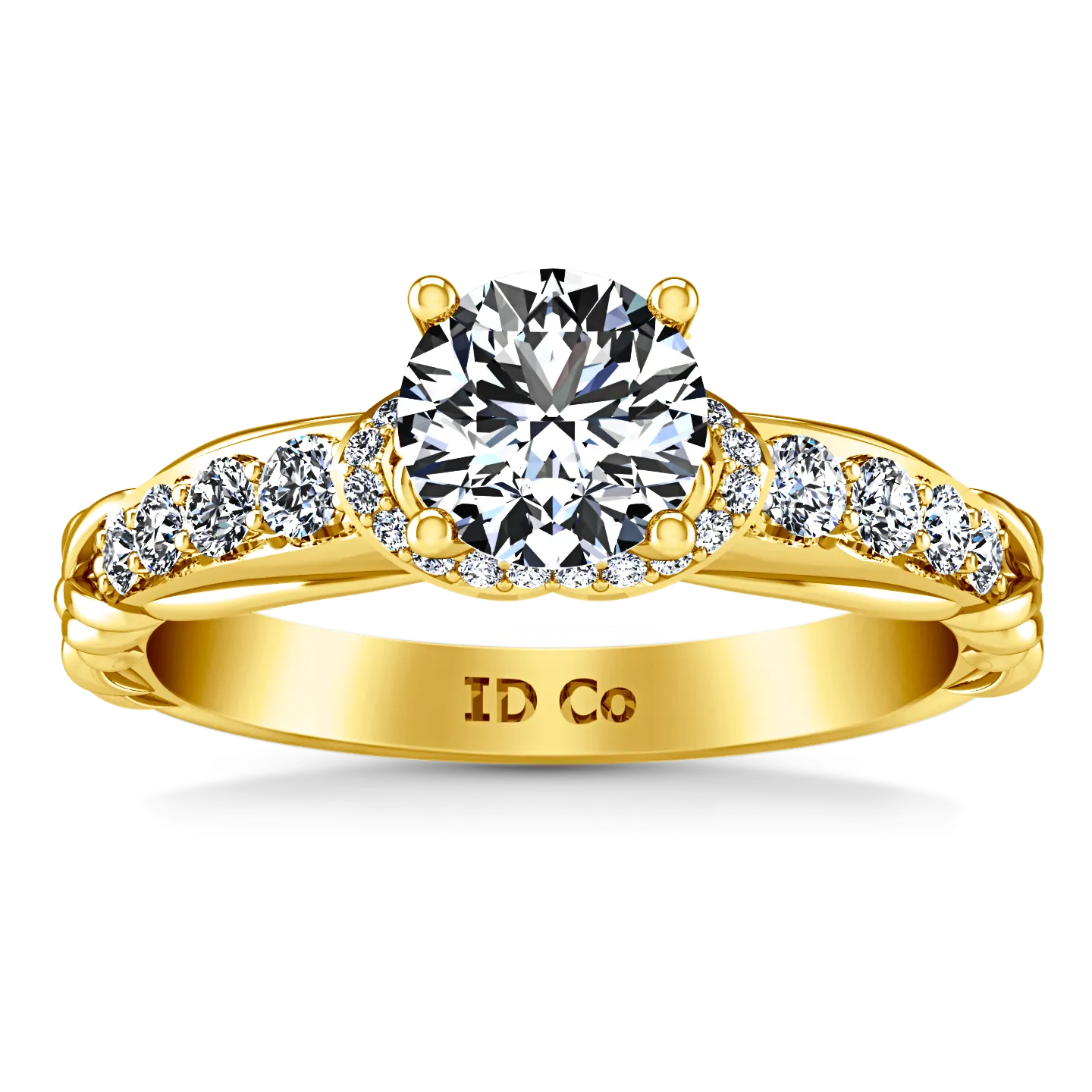 Pave Engagement Ring Flora 14K Yellow Gold