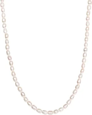 PAVOI 14K-18K Gold Plated Dainty Pearl Necklaces for Women - Station Beaded Choker Paperclip Chain Gold Pearl Necklace Bridal Jewelry