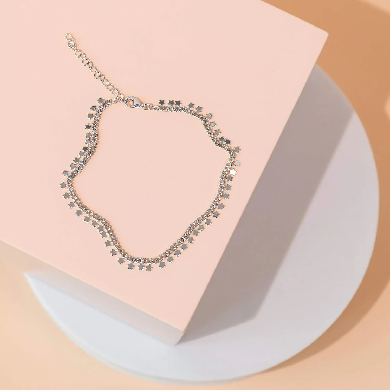 PAVOI 14K Gold Plated Charm Link Chain Anklets for Women | Dainty Cubic Zirconia Boho Dot Evil Eye Star Station Solitaire Pearl Beaded Festival Adjustable Gold Anklets