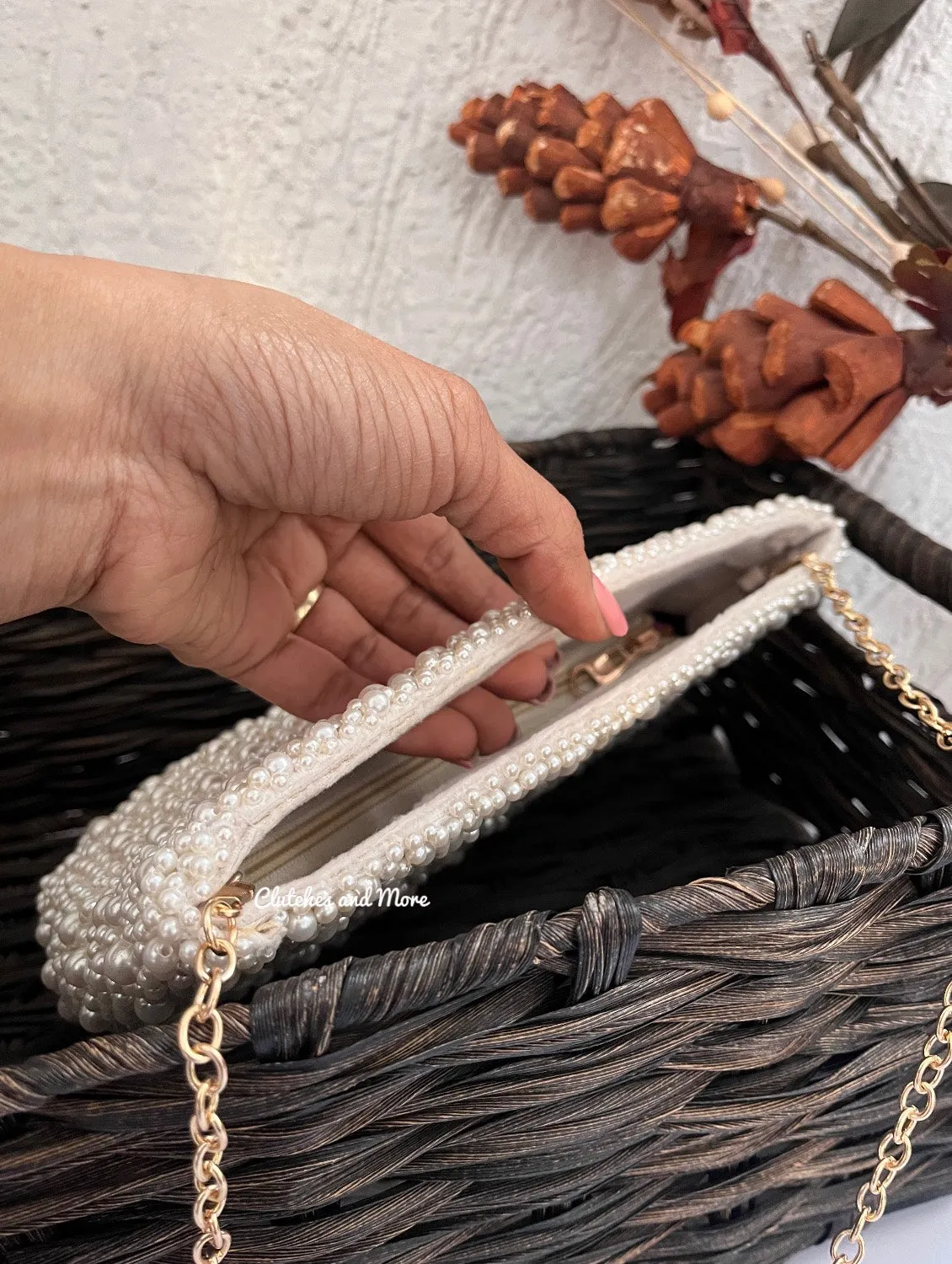 Pearl Bucket Bag White